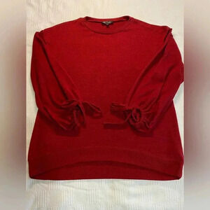 Gorgeous Red Marled Soft Tie Long Sleeve Sweater